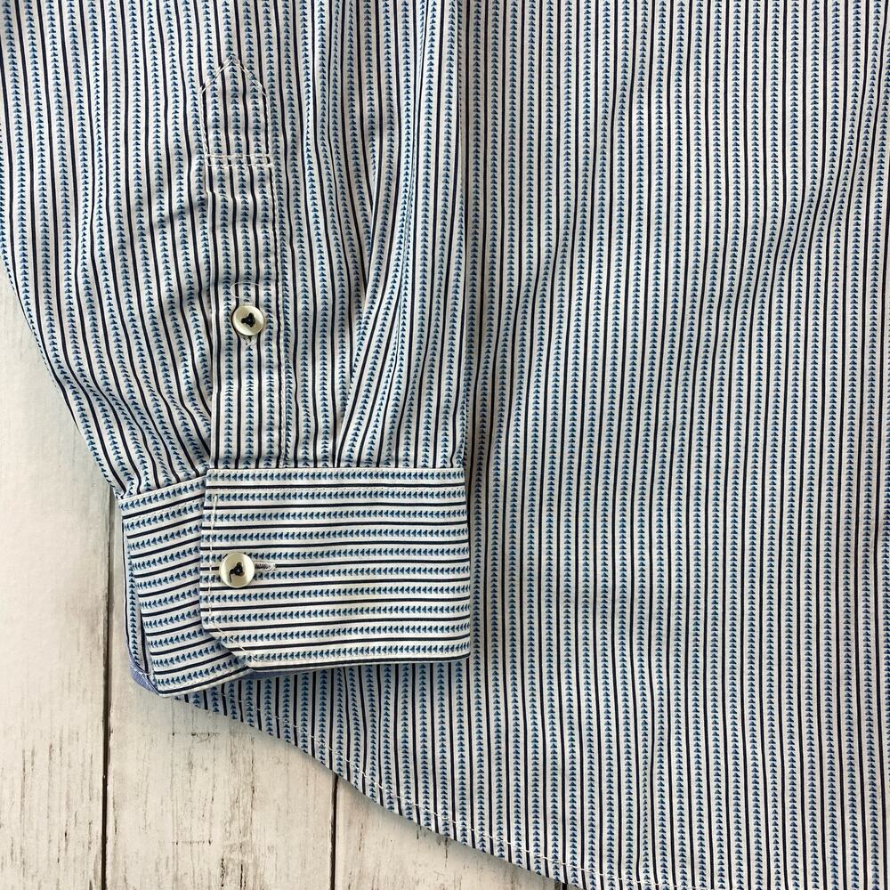 Tommy Bahama Blue Cotton Striped Long Sleeve Button-Down Shirt Plus Size XXL - Picture 3 of 13